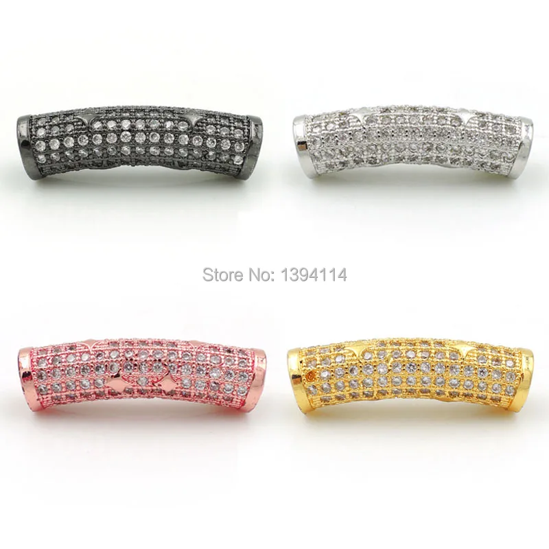 

26*6*6mm Micro Pave Clear CZ Stars Relief Arc Tube Beads Fit For Making DIY Bracelets Jewelry