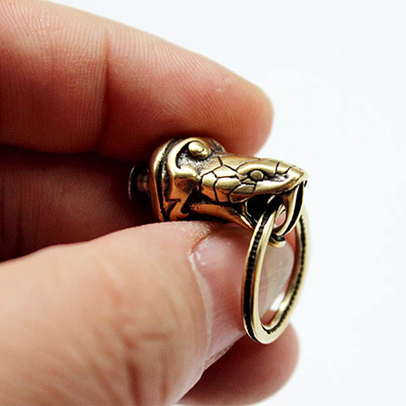 1PC Snake Python Shape Brass EDC Pendant Screw Buckle Leather Belt Bracelet Bag Wallet DIY Decorative Accessories Buckle Pendant