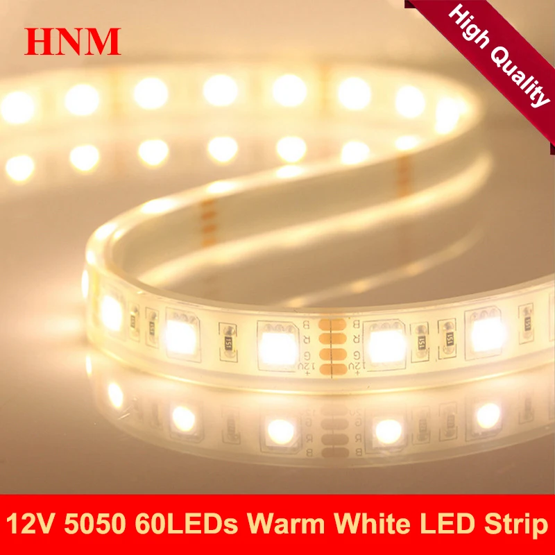 SMD 5050 60LEDs/m 5M/Roll Warm White LED Strip Light Flexible Tape 12V RGB Red Green Blue Yellow White Yellow