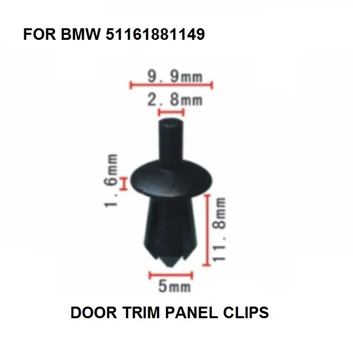 10x For BMW 5mm Plastic Rivet Clips for Trims, Wheel Arch Liner / Lining & Moudlings, oe#51161881149