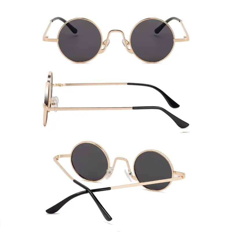 SPLOV Vintage Rap Sonnenbrille Männer Frauen Steam Punk Stil Hip-Hop Kleine Runde Metall Rahmen Brillen Retro Gafas De Sol mit Fall