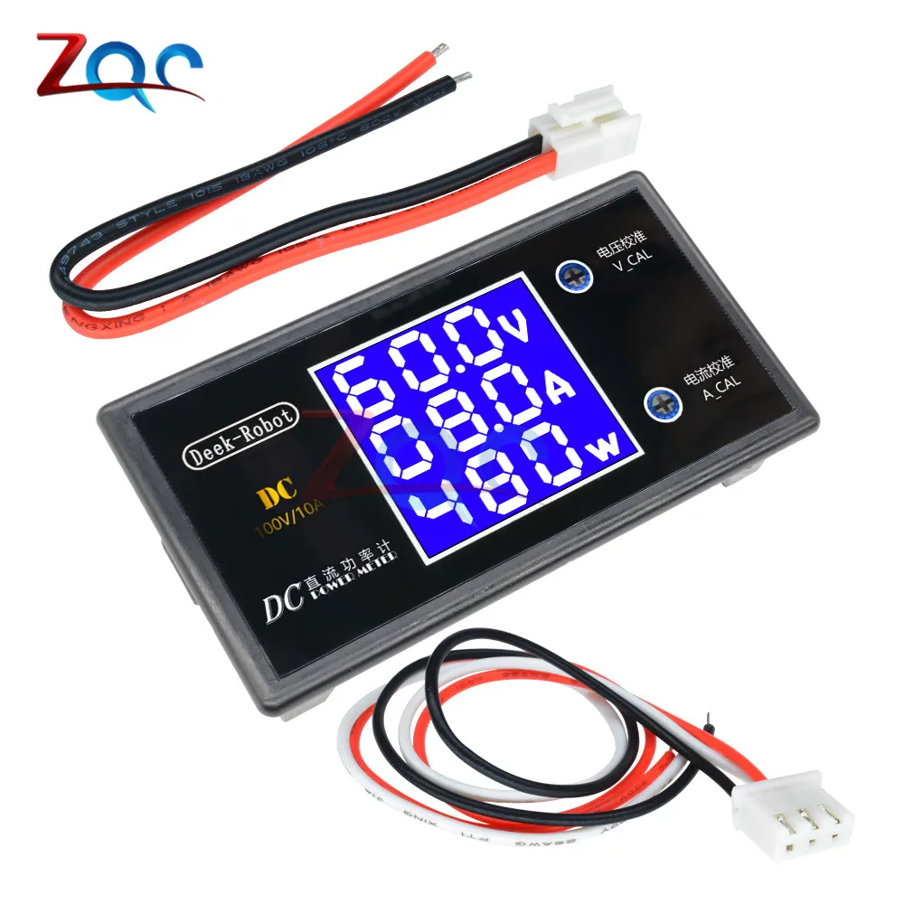 LCD Digital Display Voltmeter Ammeter Power Meter DC 0 -12V 24V 36V 500V 10A 1000W Voltage Current Power Detector Tester w/ Wire