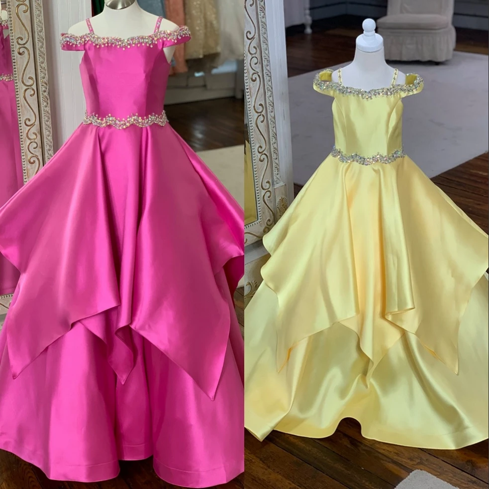 Junior Pageant Dress for Girls Glitz 2019 ritzee Ball Gown Off-the-Shoulder Raspberry Lemon Little Girl Formal Event Party Gowns