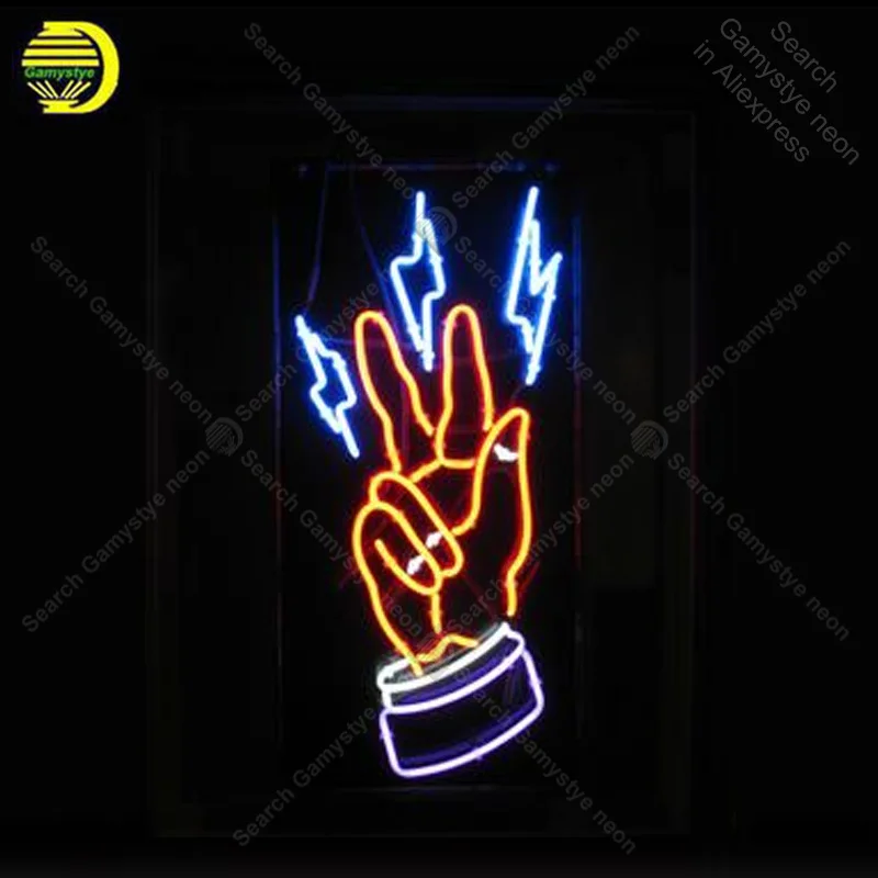 

Neon Sign the finger with Brite Glass Tube Neon Bulbs Sign Bar Bedroom Display Accesaries neon light Decor Room restaurant wall