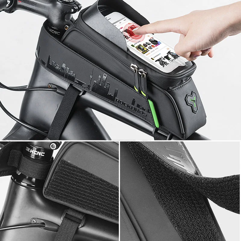 ROCKBROS Front Bike Bag Phone Bicycle Bag Bicycle Tube Waterproof Touch Screen Saddle Package For phone Bicycle Accessories