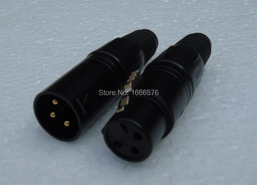 

wholesale 200pcs/lot XLR 3 gold Pin Cannon Connector XLR Plug Male 3 pole gold female Jack MIC Audio connector