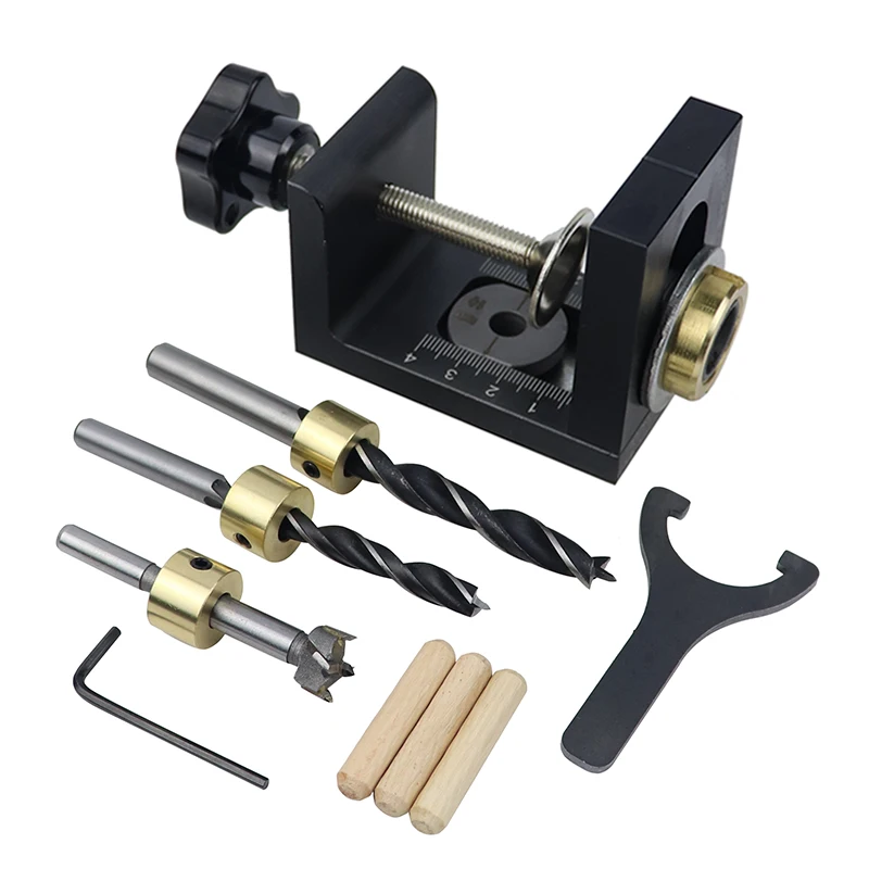 Guia de Perfuração para Carpintaria Kit Localizador de Passador de Madeira Gabarito de Bolso Broca para Carpintaria Ferramenta Localizador de Perfurador