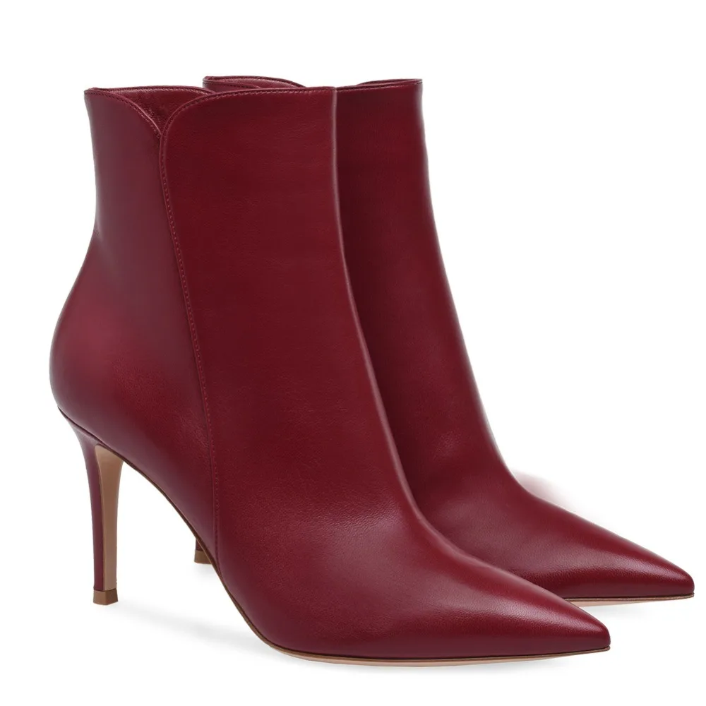Winter High Heel Ankle Bootie Women Plus Big Size Bootie Daily Shoes Pointed Toe Pumps Black White Red Grey Brown