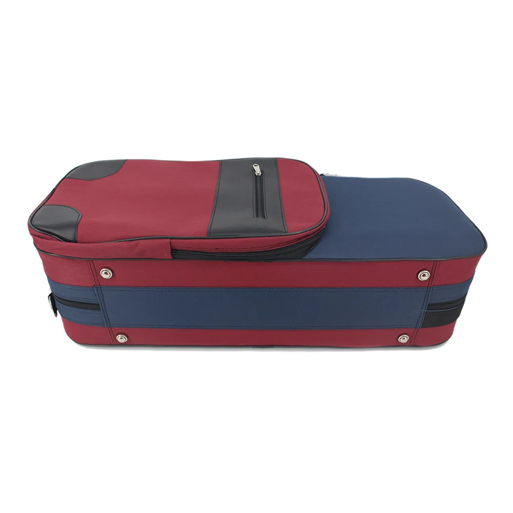 Red & Blue Stitching Oxford Fabric Foamed Rectangle Double Layer Violin Case with Bow Case Large Storage Bag Belt for 4/4 Violin