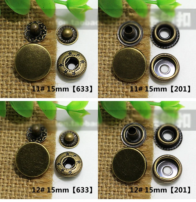 bronze color vintage 15mm metal decorative hand press snap button for clothing/bag sewing accessories 50pcs/lot