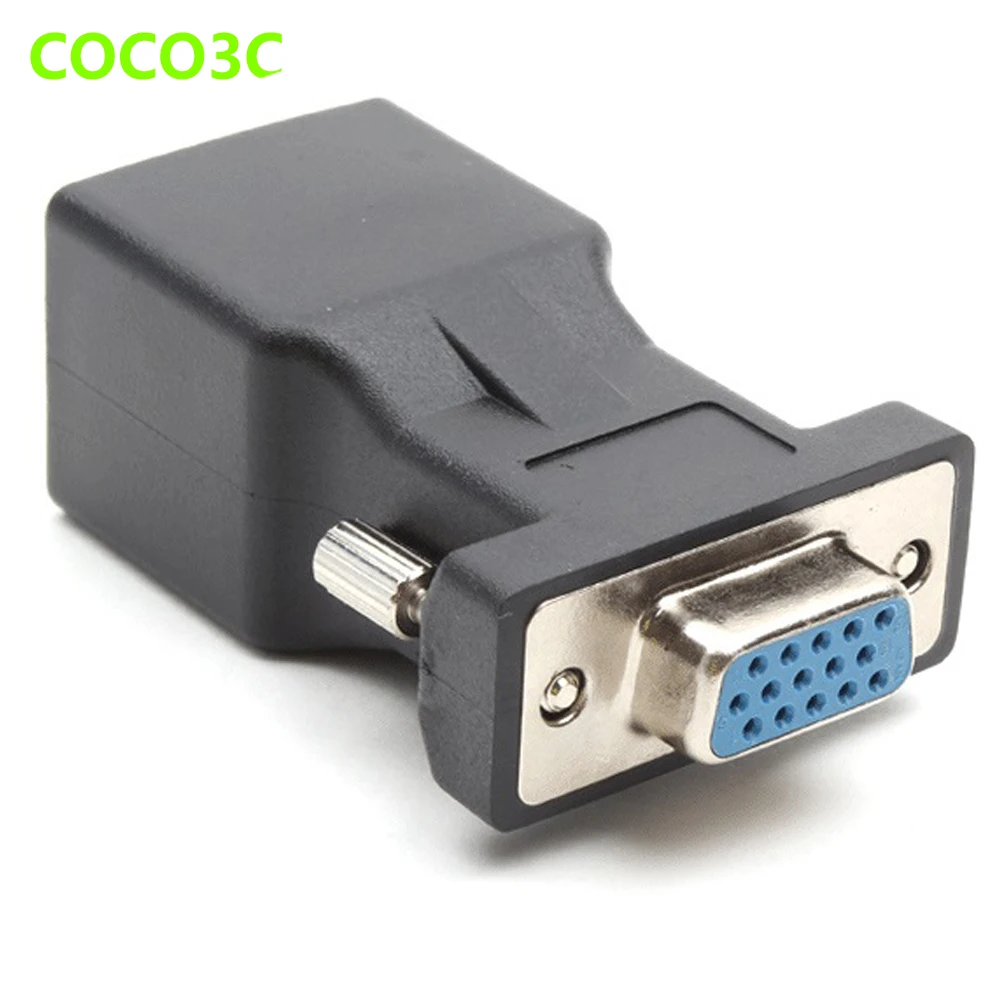 DB15 VGA Video Female to RJ45 CAT5 CAT6 Female Connector Card VGA RGB HDB Extender to LAN RJ45 Network Ethernet Cable Adapter