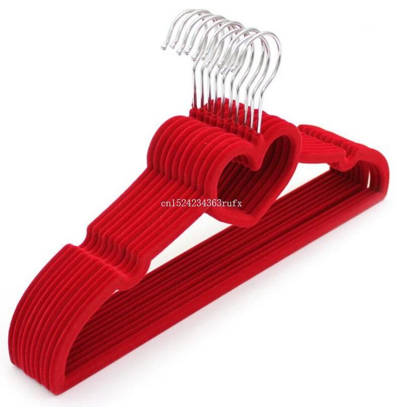 50 Pcs Heart Shaped Clothes Hanger Velvet Hangers for Suits Loving Heart Dry and Wet Clothing Rack Velvet Coat Hanger