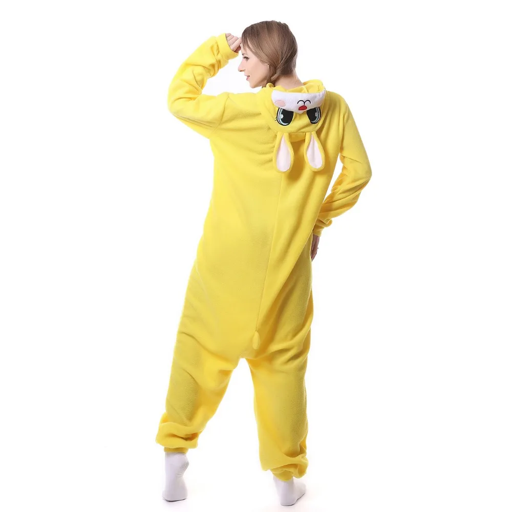 HKSNG جديد الفتيات الكبار الحيوان الأصفر الأرنب الأرنب نيسيي Kigurumi منامة الكرتون ازياء حللا هدية عيد الميلاد