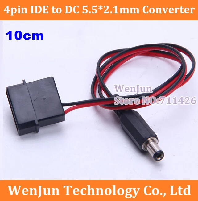 

10cm NEW 4pin IDE Molex to DC 5.5mm x 2.1mm Power Supply Cable Converter Adapter 18AWG Wire 12V