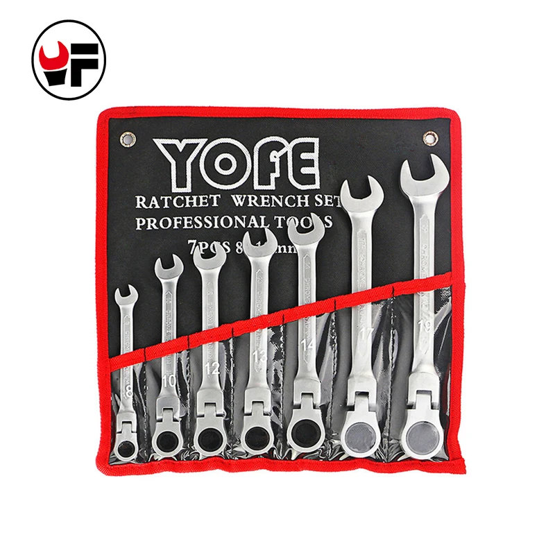 7pcs the key with combination Flexible ratchet wrench auto repair hand tools spanners a set of keys llaves herramientas D6121