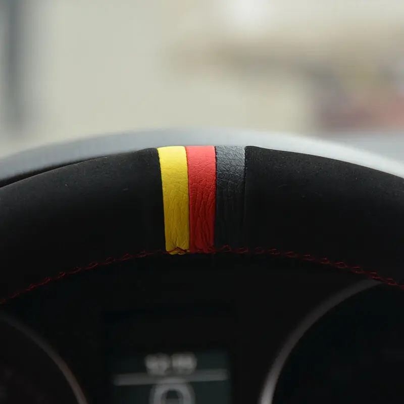 Black Suede Yellow Red Black Marker Steering Wheel Cover for Volkswagen Golf 6 GTI MK6 VW Polo GTI Scirocco R Passat CC R-Line