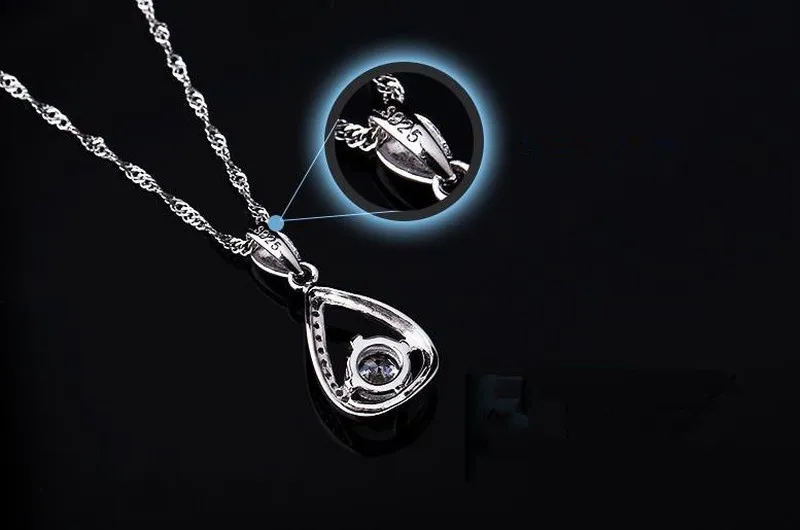 LUKENI Trendy 925 Sterling Silver Necklace For Women Jewelry Charm Crystal Water-drop Pendant Necklace Female Party Accessories