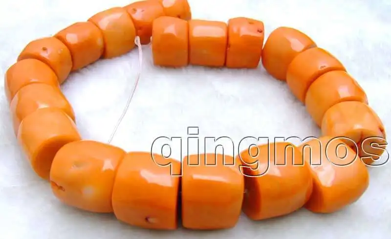 

Qingmos Big 20-30mm High Quality Nature orange Column Knurl Coral strand 15"-los533 Wholesale/retail Free shipping