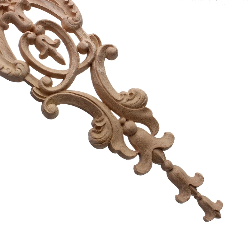 VZLX Wall Classical Vertical Antique Decorative Long Carved Flower Wood Appliques Onlays For Frame Wholesale Garden Furniture