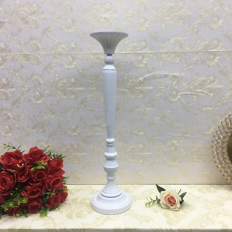 PEANDIM 10pcs White Gold Flower Vase Wedding Centerpieces Vase Metal Candle Holder Candlestick Party Road Lead Home Decoration