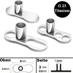 G23 Titanium 14G 16G Micro Dermal Anchor Base Skin Diver Piercing Dermal Implants Jewelry 16g/1.2mm Inner Of Thread