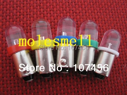 Free shipping 50pcs T10 T11 BA9S T4W 1895 12V R Y B G W Led Bulb Light for Lionel flyer Marx