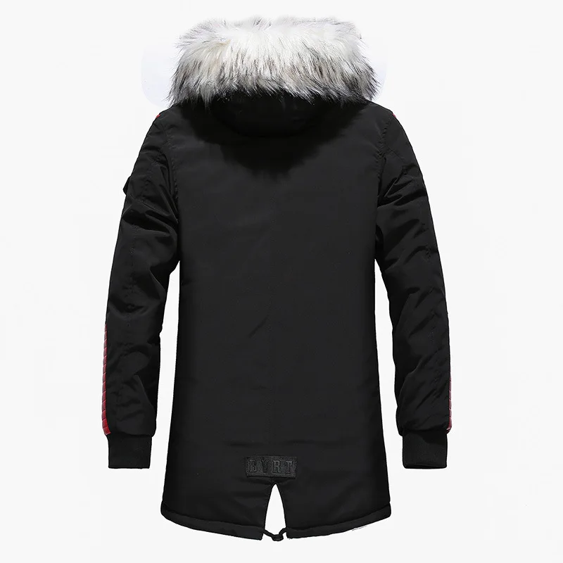 2024 Winter Jacket Men Fur Collar Hooded Oversized Black Long Parka Coats Pu Thicken Windproof Warm Jackets Outerwear