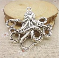 2pcs Octopus Key  Steampunk Nautical Squid Kraken Antique Tibetan Silver Pendant Finding Accessories Vintage bracelet Necklace