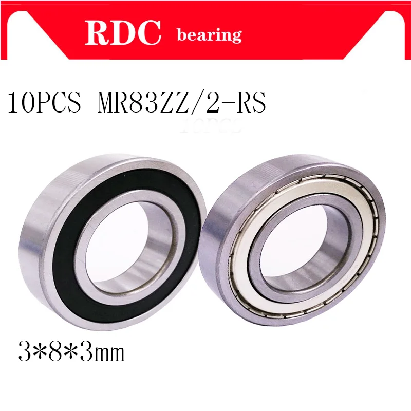 

Free Shipping 10 PCS MR83ZZ Bearing MR83 2RS ABEC-5 Bearing 3*8*3 mm Miniature MR83 ZZ Ball Bearings R-830 MR83 Bearing