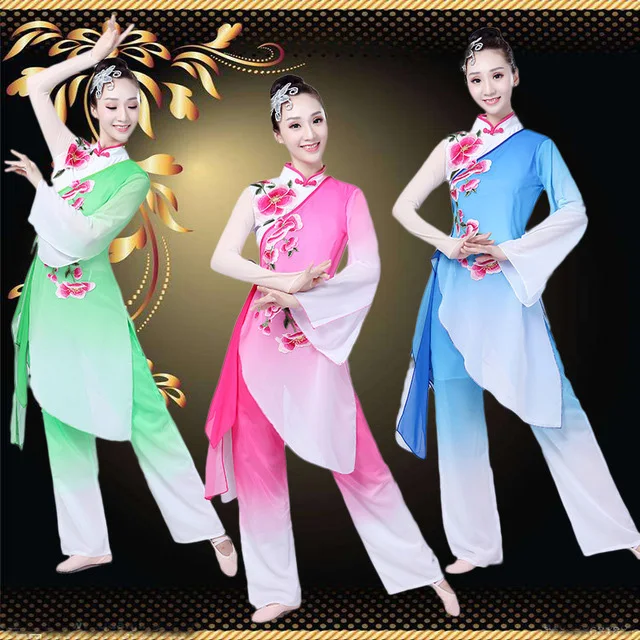 Vrouwen en meisje Yangge Klassieke dans kostuums elegante lied suits volwassen Chinese fan dance nationale dansvoorstelling kleding