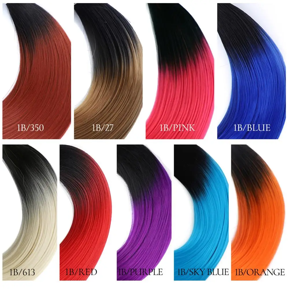 Lydia For Women Synthetic Straight 18-24 Inch Weaving Ombre Colored Weft 1PCS/Lot Hair Extensions Bundles