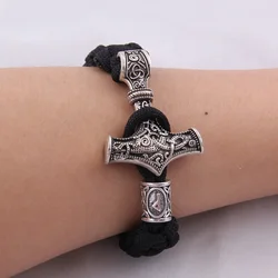 dropshipping 1pcs thor's hammer mjolnir bracelet viking scandinavian norse viking bracelet Men gift