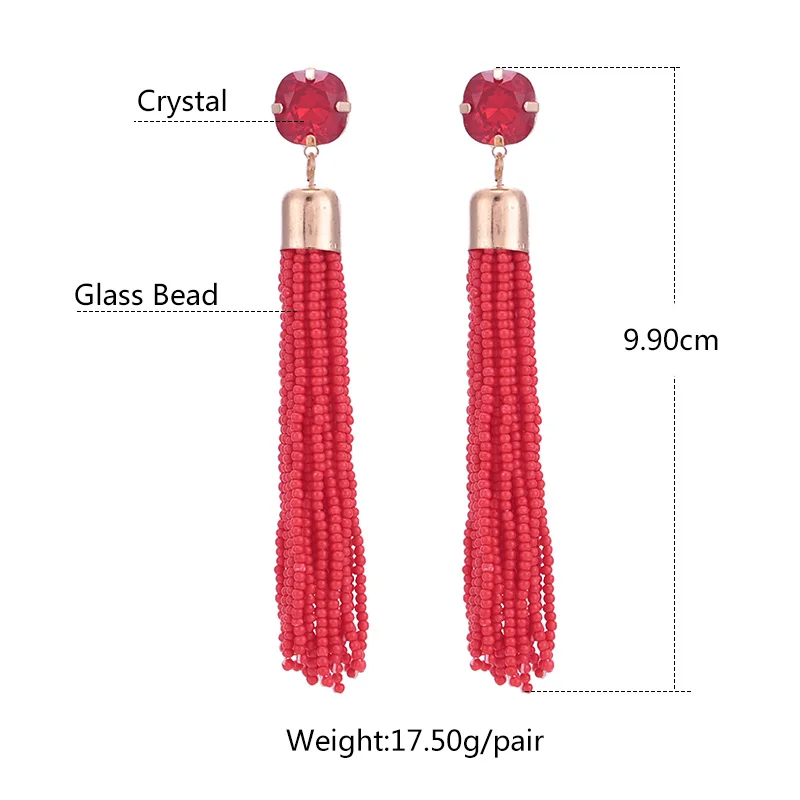 Sehuoran Tassel Earrings Pendientes Mujer Moda 2018 Brinco Glass Beads Pendientes Bohemian Wedding Earrings Fashion Jewelry