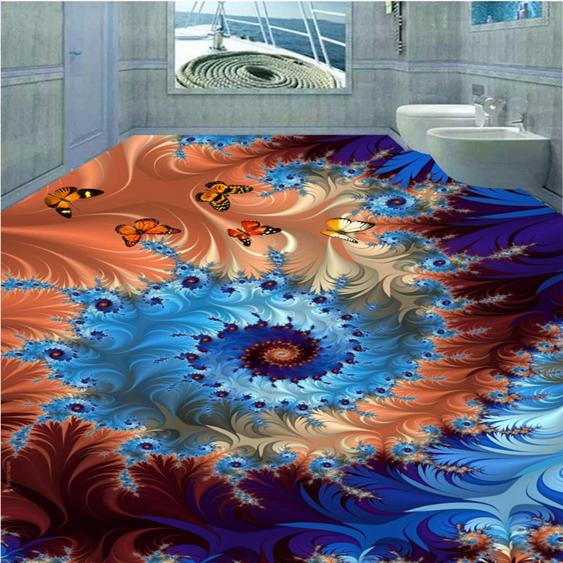 

Beibehang customize 3d wallpaper waterproof Abstract flower 3d flooring pvc Self-adhesive bathroom wallpaper papel de parede