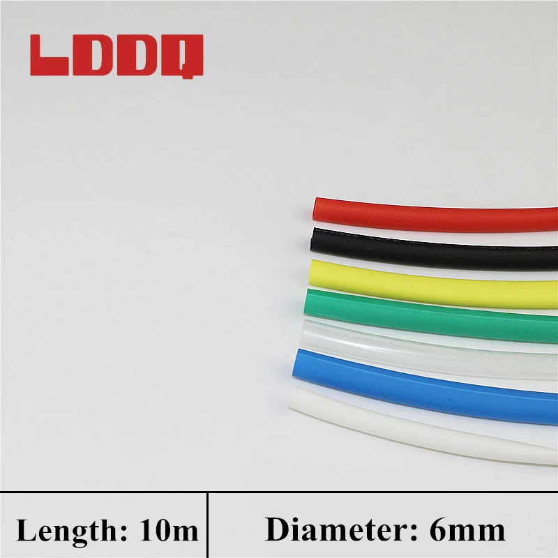 

LDDQ High-quality 10m Heat Shrinkable Tube 6mm Insulated Cable Sleeve 7 Colors PE Shrink Tube Sleeving Wire Cable Best Promotion