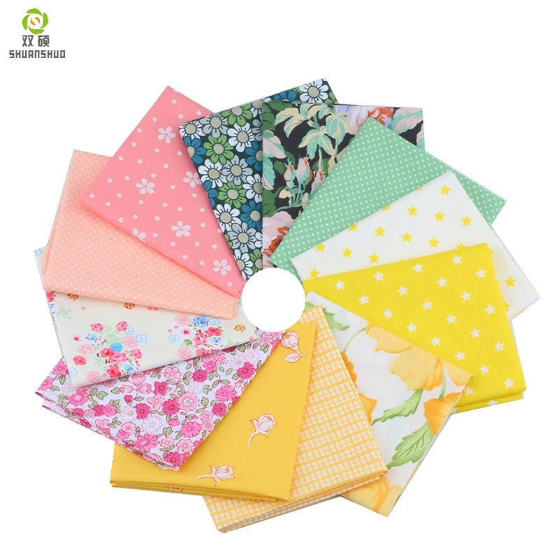 Shuanshuo NEW Series Twill Cotton Fabric,Patchwork Cloth,DIY Sewing Quilting Fat Quarters Material For Baby&Chil  12pcs/lot