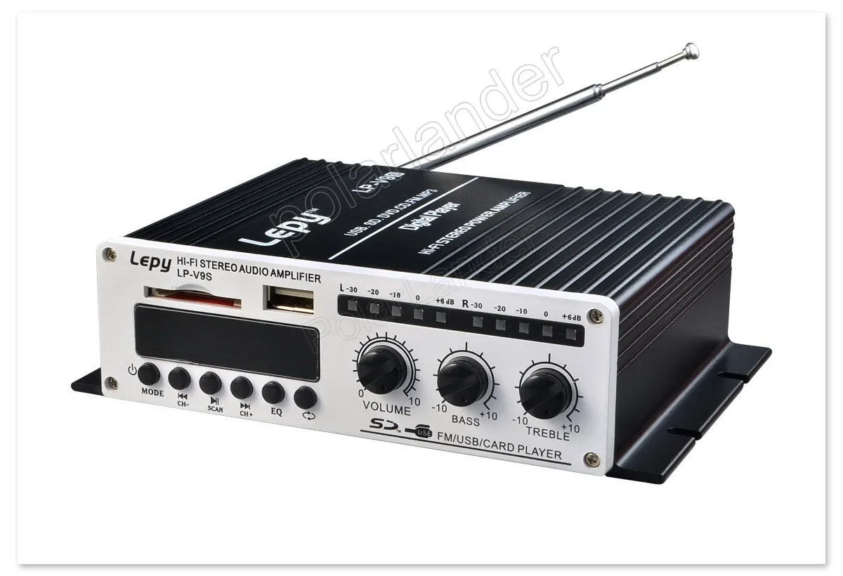 12V Car Stereo 2ch Output Power Amplifier 15WX2 RMS USB CD SD FM MP3 Digital Player Hi-Fi Stereo Power Amplifier