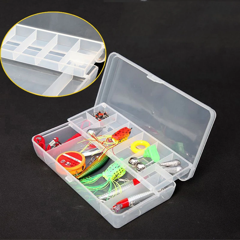 Double Layer Fishing Lure Hook Tackle Box Plastic Compartments Storage Case Box Transparent Multifunctional Organizer Container