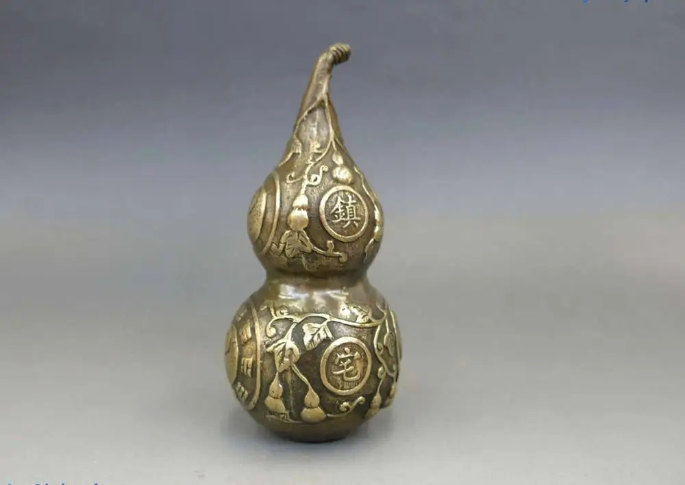 Chinese Feng Shui town house Safety Lucky Gourd calabash Sculpture Statue