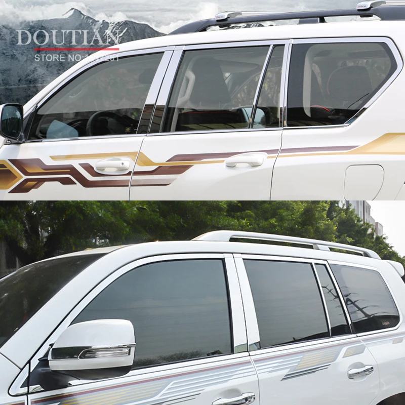 For Toyota Land Cruiser Prado 150 2010-2020 Window Pillar Post Covers Trim Molding External Decoration Stainless Car-Styling