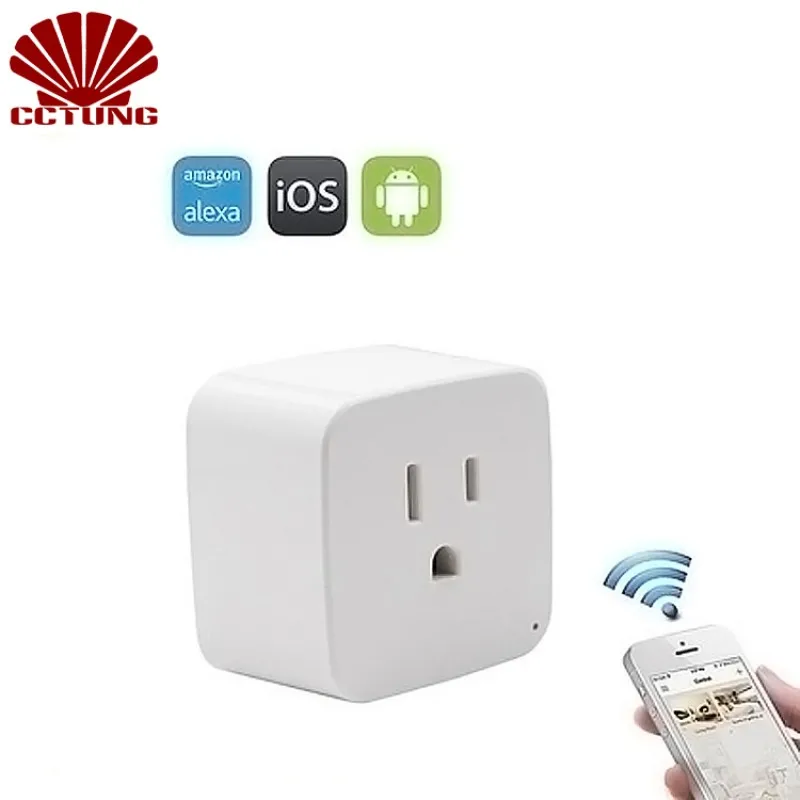 US Standard Grounding Home Automation Remote Control Socket WiFi Smart Plug Support Amazon Alexa Voice Control Womo Smart APP