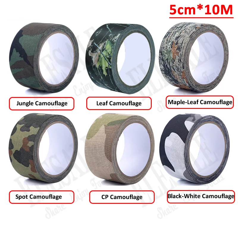 1 Roll 5cm*10m Outdoor Camouflage Self-Adhesive Tape Hide Cover Anti-Skid Warning Tape For Outdoor Sports Hunting Fishing