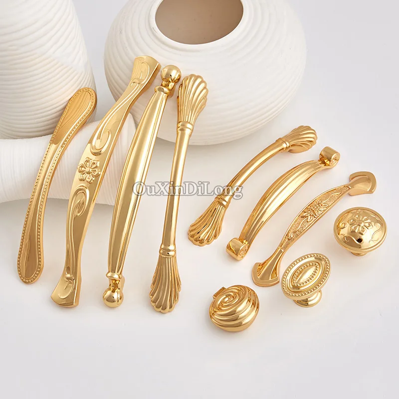 Luxury 10PCS European Modern Style Golden Kitchen Door Furniture Handles Cupboard Drawer Wardrobe Cabinet Pulls Handles & Knobs