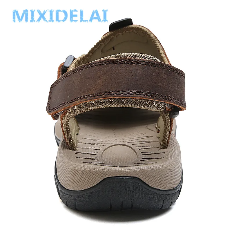 MIXIDELAI New Summer Men\'s Shoes Outdoor Casual Shoes Sandals Genuine Leather Non-slip Sneakers Men Beach Sandals Big Size 38-46