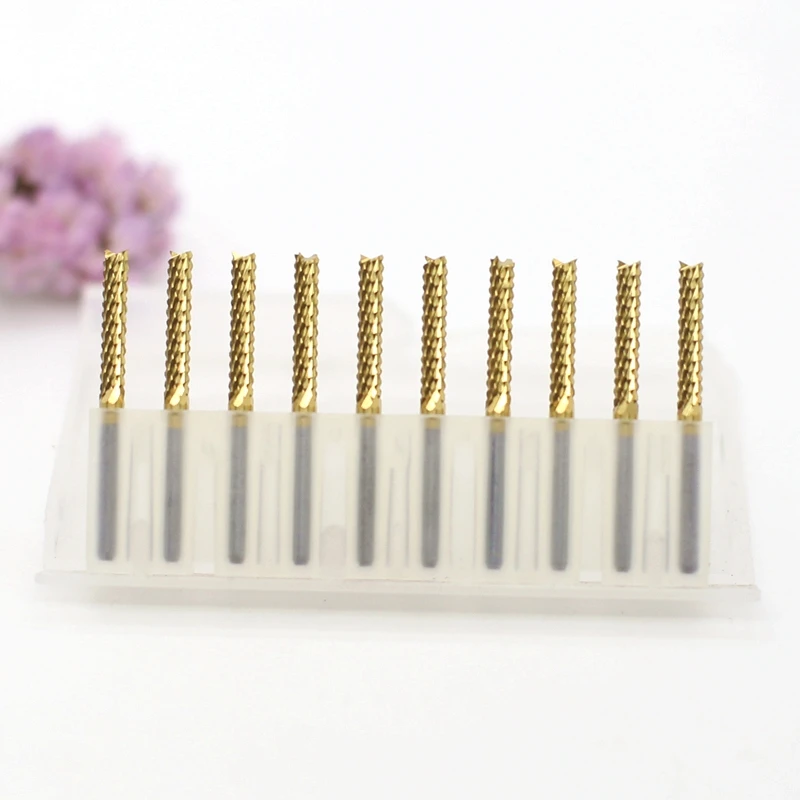 3.175mm 10PCS  Titanium coated strawberry PCB milling cutter corn tooth metal tungsten carbide CNC engraving router woodworking