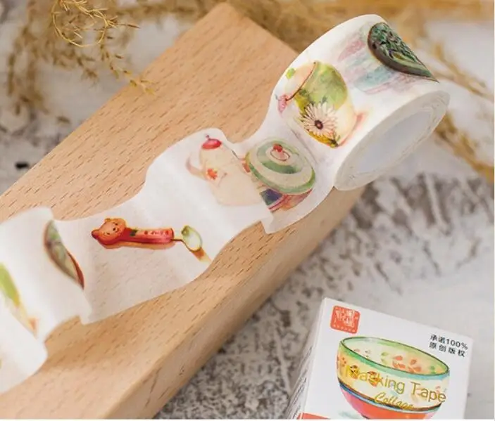 Boxed 30mm*10m Ceramics china Pattern Japanese Washi Decorative Adhesive Tape DIY Masking Paper Tape Label Sticker GiftChristmas