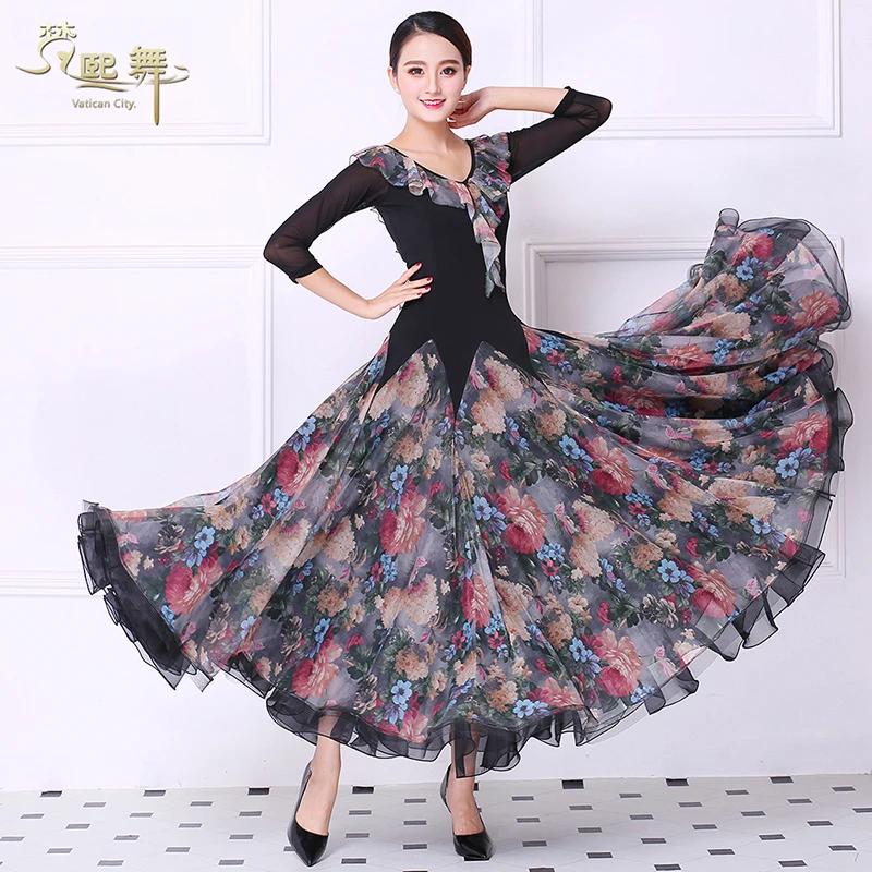 Phụ nữ Tùy Phòng Khiêu Vũ Múa Váy Cô Gái Nhảy Múa Cạnh Tranh Dress Tango Flamenco Waltz Nhảy Múa Phong Tục Phù Hợp Với Tiêu Chuẩn D-0364