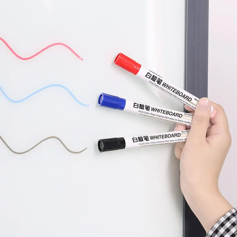 Deli 2mm Black Blue Red Fast Dry Markers Easy Erase Whiteboard Mark Pen Children Writing Drawing Office School Supply Stationery