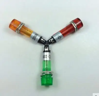 20pcs 10mm XD10-3 Plastic Case Red Yellow Green Lamp Signal Indicator Pilot Light DC 12V 24VDC 220VAC 380VAC