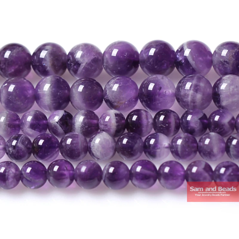 

Free Shipping A Quality Natural Stone Purple Amethysts Crystals Round Loose Beads 15" Strand 4 6 8 10 12MM Pick Size